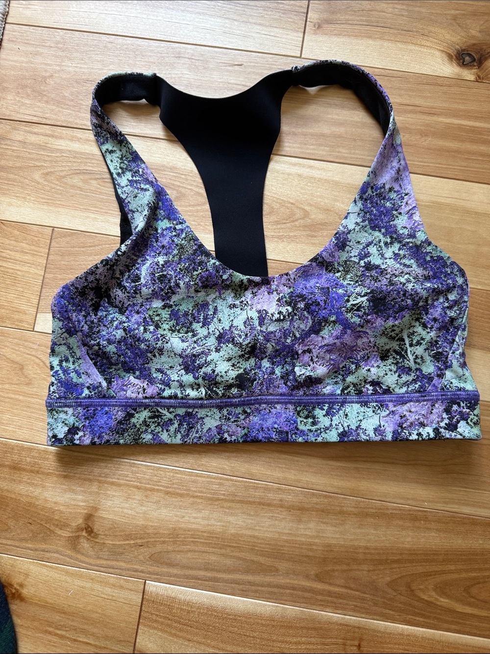 Lululemon Purple & Mint Printed Racerback Sports Bra